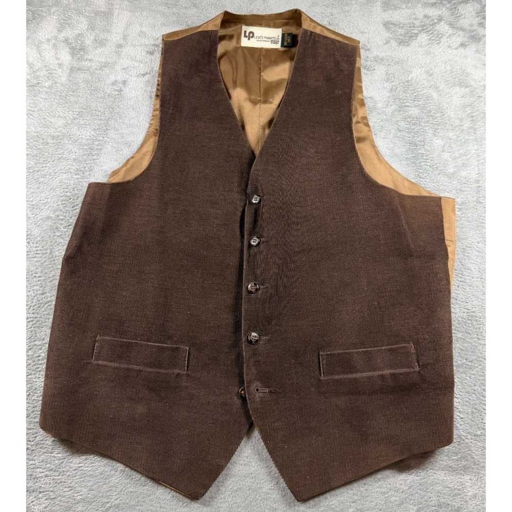 Vtg Levis Panatela Mens 42 Corduroy Vest Brown Sportswear Dress